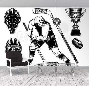Picture of Set of hockey player and equipment